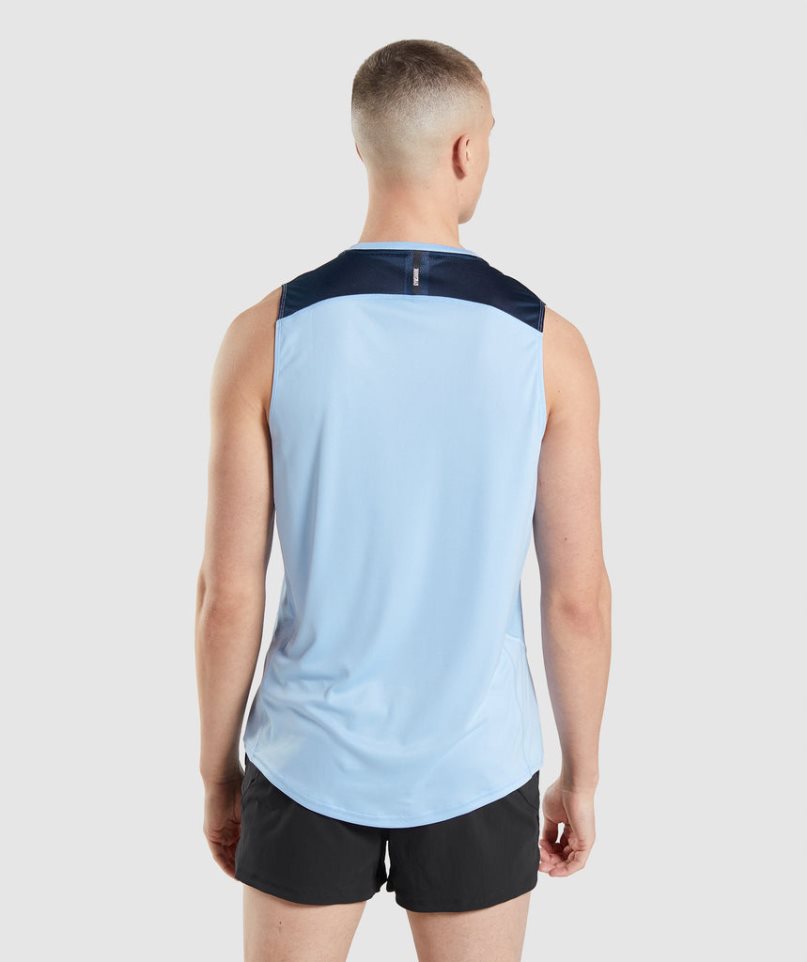 Men's Gymshark Speed Evolve Tanks Blue | CA 05NDA8